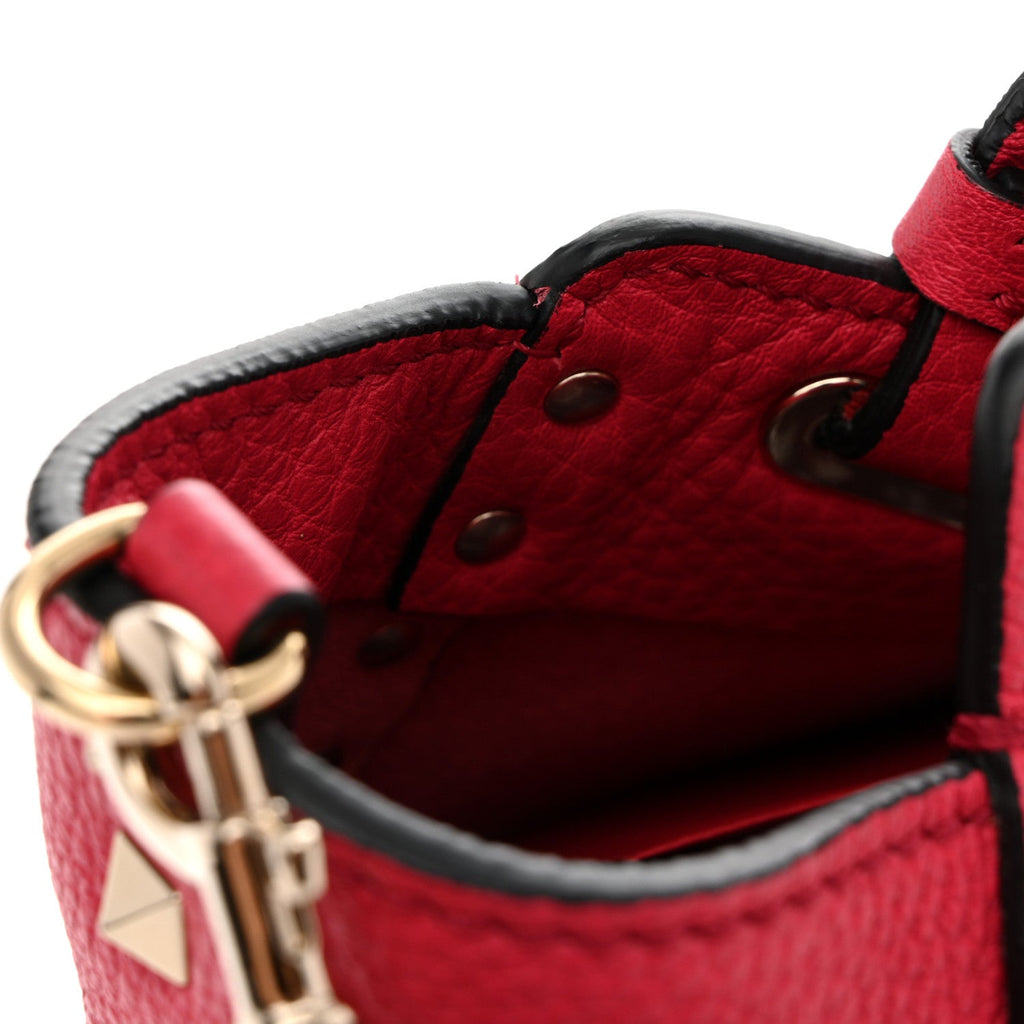 Pebbled Calfskin Mini Rockstud Tote  Cyclamin