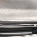 Metallic Goatskin Quilted Small Chic Pearls Flap Silver