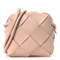 Lambskin Maxi Intrecciato Mini Cassette Camera Bag Macaroon
