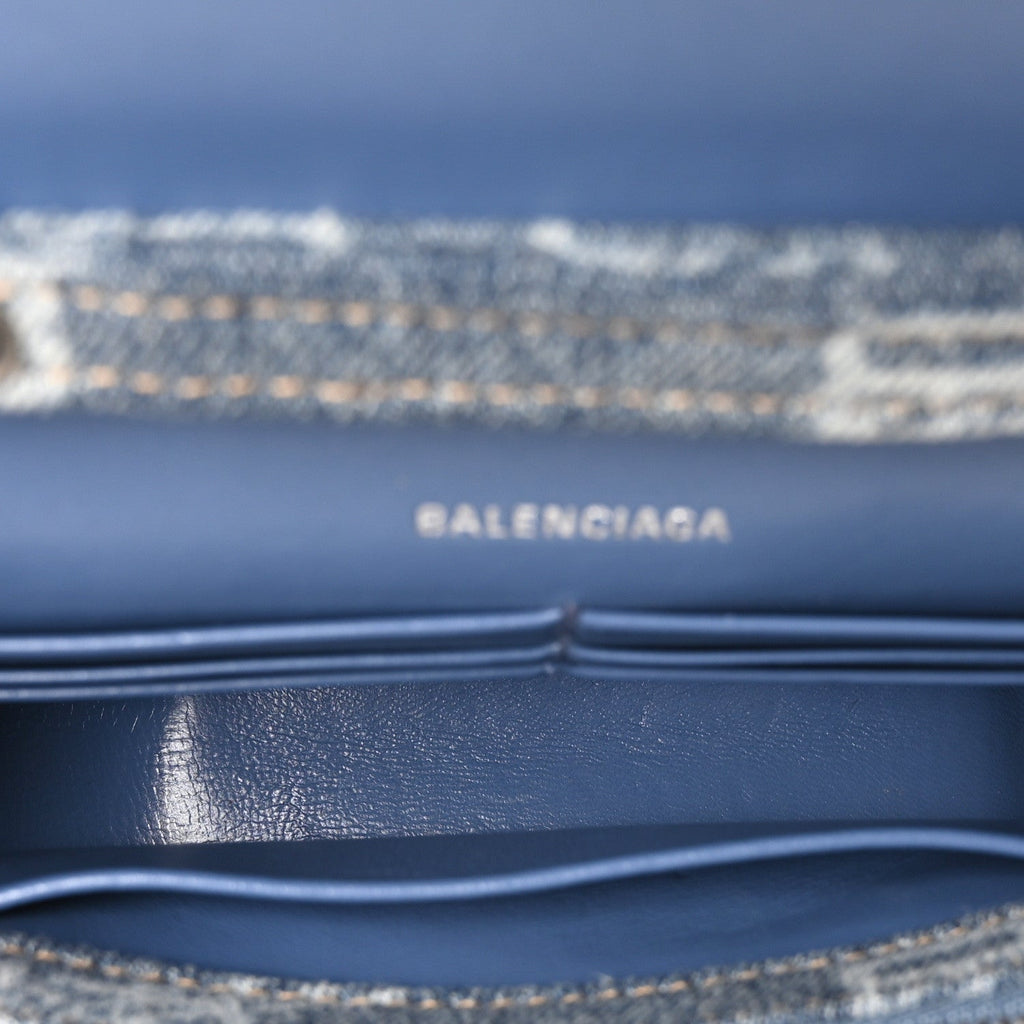 Denim BB Monogram Hourglass Chain Bag Blue