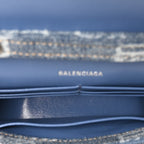 Denim BB Monogram Hourglass Chain Bag Blue