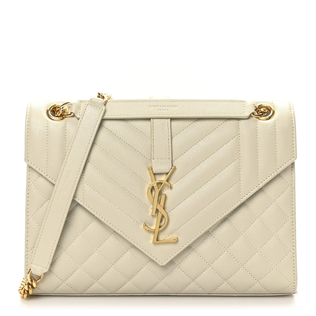 Grain De Poudre Textured Mixed Matelasse Medium Triquilt Monogram Satchel Crema Soft