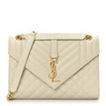 Grain De Poudre Textured Mixed Matelasse Medium Triquilt Monogram Satchel Crema Soft