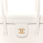 Shiny Caviar Preppy Coco Long Vanity With Strap White