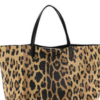 Textured Coated Canvas Leopard Print Large Antigona Tote