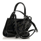 Patent Vegan Leather Small Shopping Bag Black Rainbow