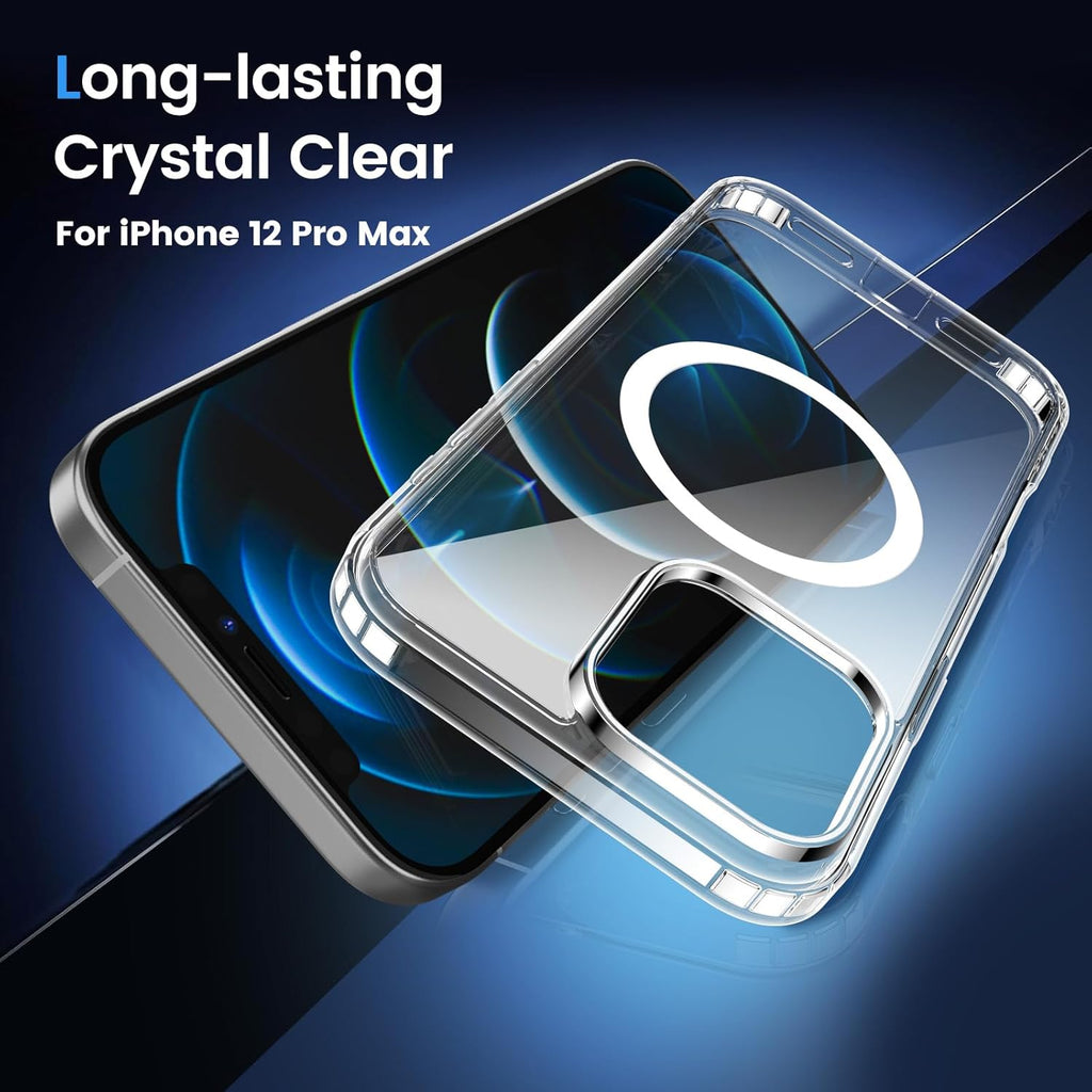 Entronix [Magnetic] Case Compatible with iPhone 12 Pro Max - [Hard Back] Thick Clear