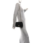 Tweed Quilted Mini Square Flap Black