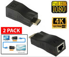 4K 1080P HDMI Extender to RJ45 Over Cat 5e/6 Network LAN Ethernet Adapter 2PCS