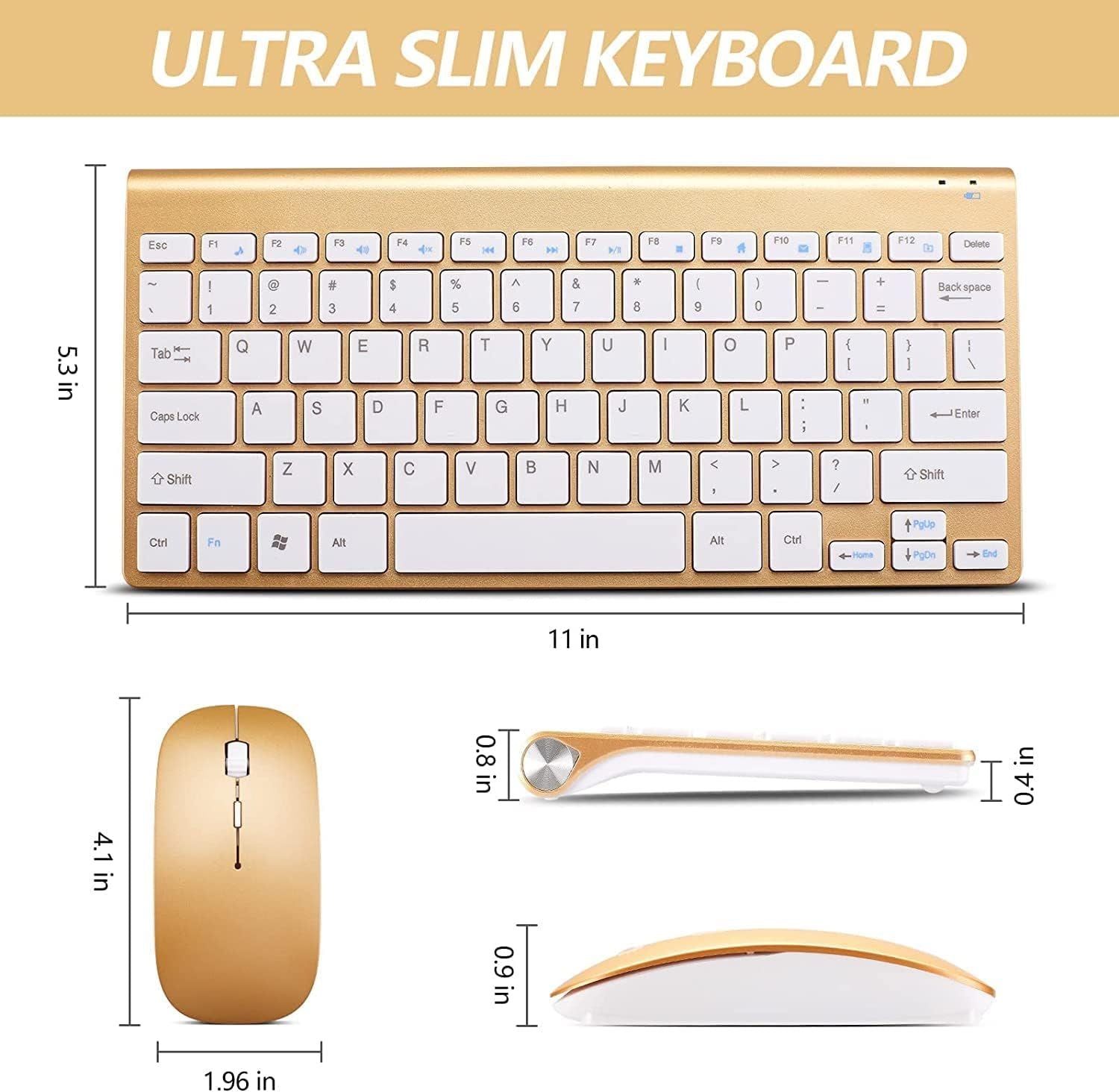 Wireless Keyboard and Mouse Combo, Compact Quiet Wireless Keyboard and Mouse Set 2.4G Ultra-Thin Sleek Design for Windows, Computer, Desktop, PC, Notebook, Laptop