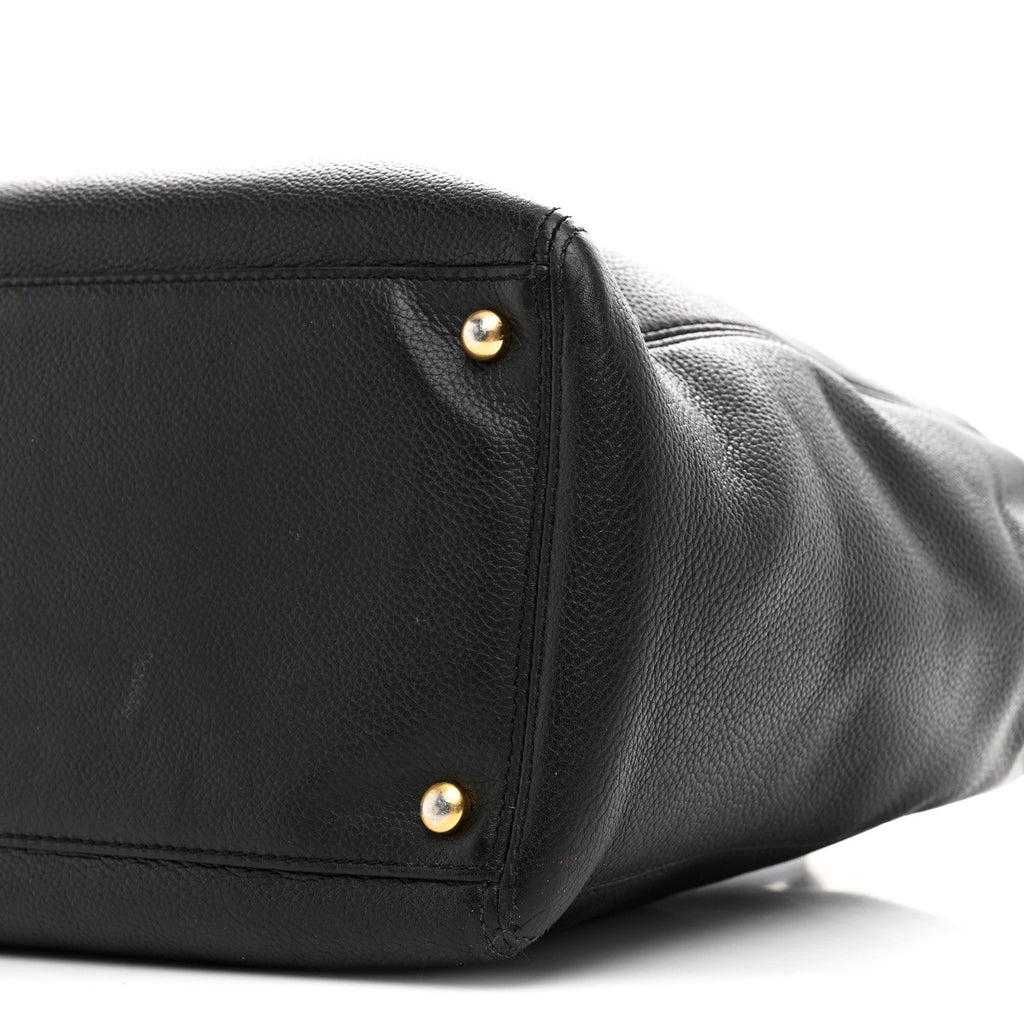 Calfskin Cerf Executive Shopper Tote Black
