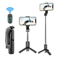 KENRO Bluetooth Selfie Stick Tripod with LED Light & Remote - Black