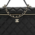 Caviar Quilted Top Handle Slim Vanity With Chain Black