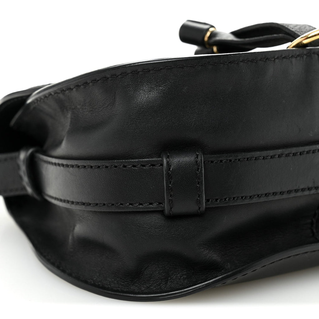 Calfskin Mini Marcie Metal Bar Trim Crossbody Bag Black