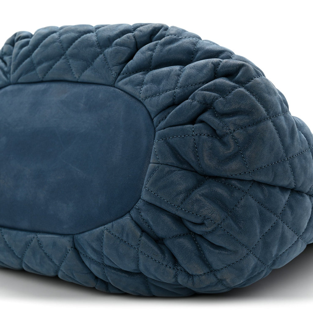 Iridescent Calfskin Quilted Large In The Mix Tote Navy