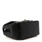 Lambskin Quilted Mini Square Flap Black