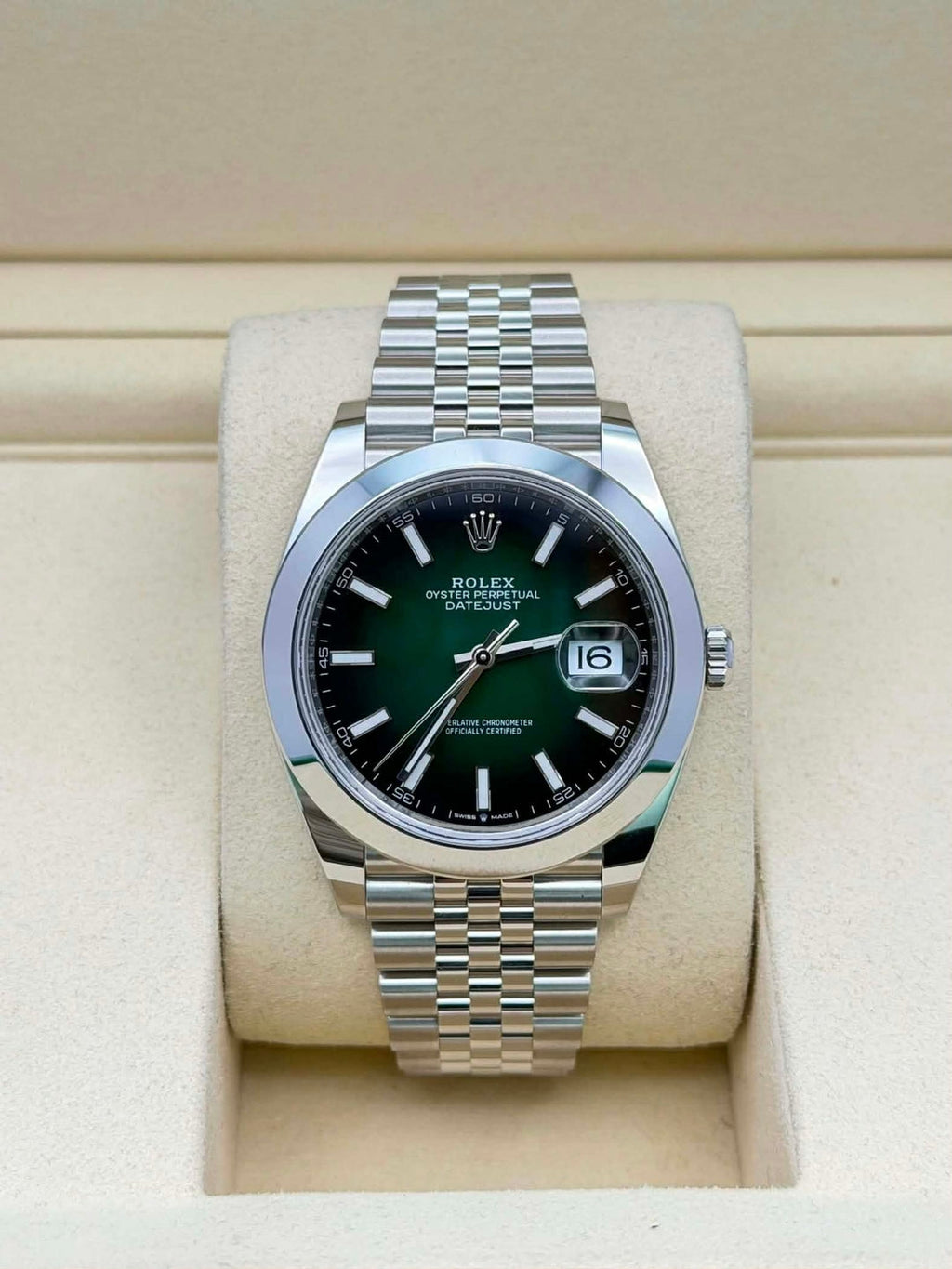 Rolex Steel Datejust 41  - Smooth Bezel - Green Ombré Dial - Jubilee Bracelet - 126300