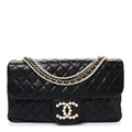 Lambskin Medium Westminster Pearl Flap Black