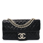 Lambskin Medium Westminster Pearl Flap Black