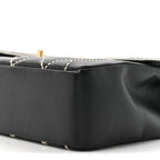 Calfskin Quilted Wild Stitch Large Top Handle Flap Black