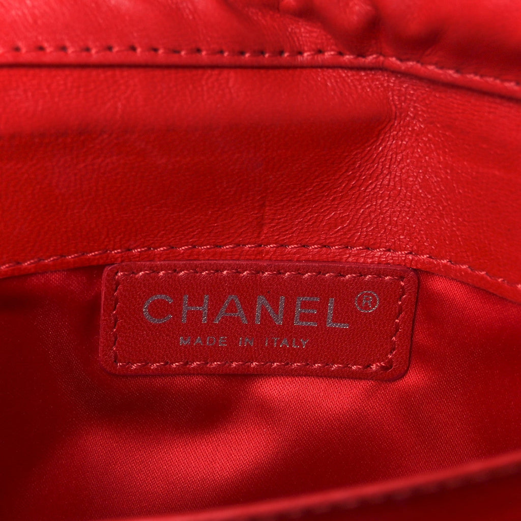 Lambskin Quilted Chain Clutch Flap Red