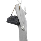 Calfskin Quilted Stam Dark Grey