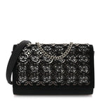 Suede Glitter Calfskin Embellished Paloma Clutch Black