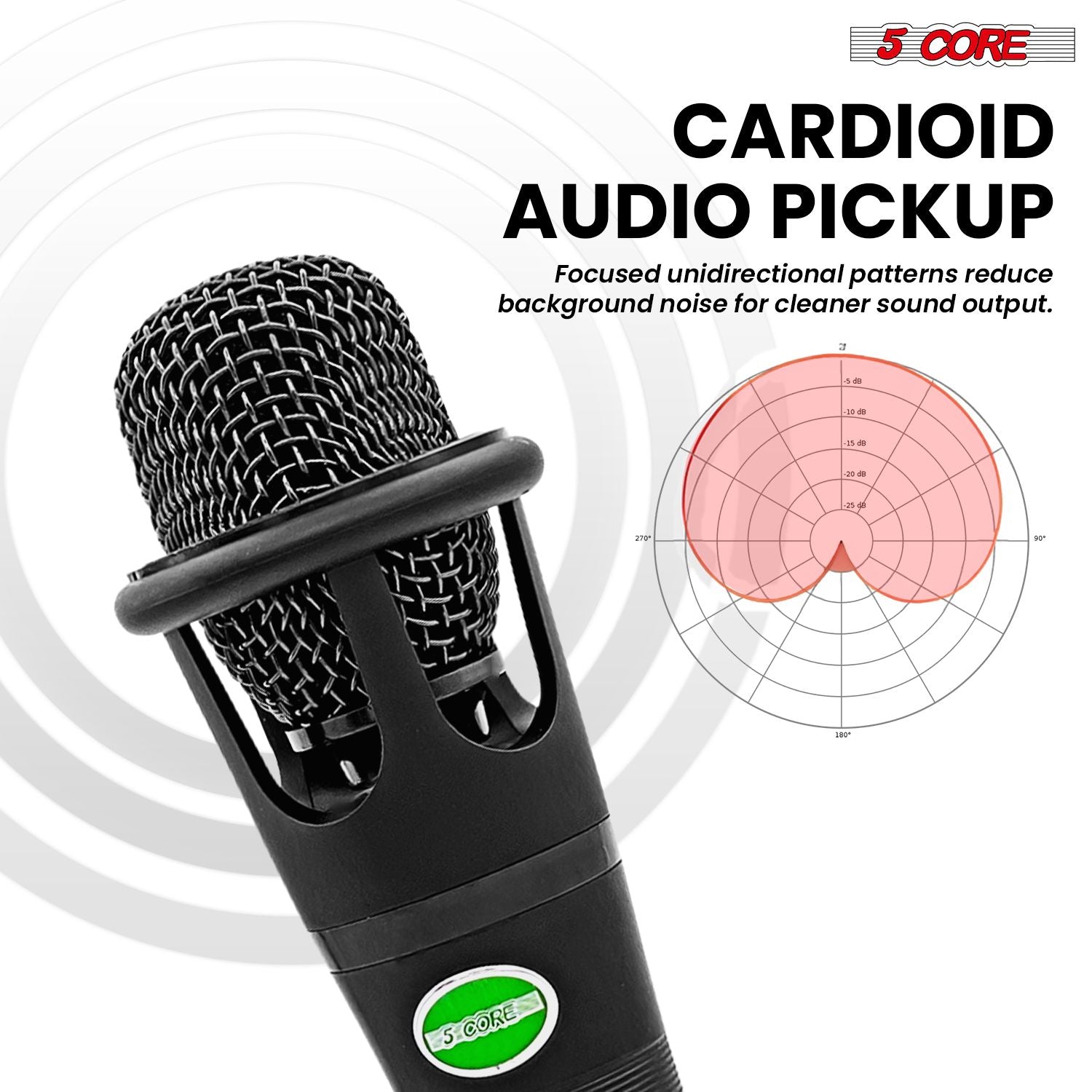 XLR Dynamic Metal Mic Audio, Ideal for Singing, Captures Source Sound, Sturdy & Durable, Includes XLR Cable - MIC CROWN