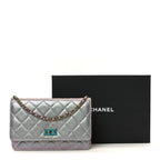 Iridescent Lambskin Quilted Reissue Wallet On Chain WOC Light Purple