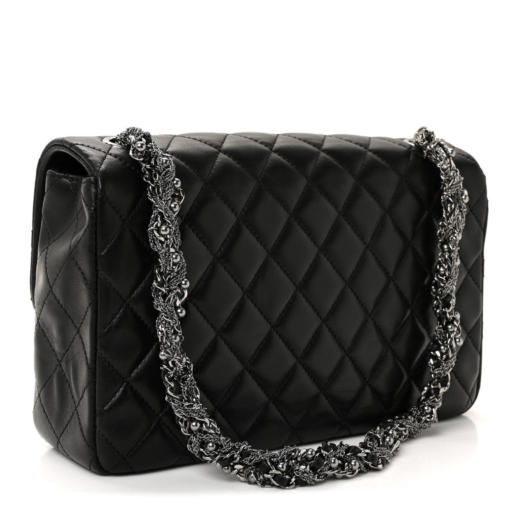 Lambskin Quilted Medium Westminster Pearl Flap Black