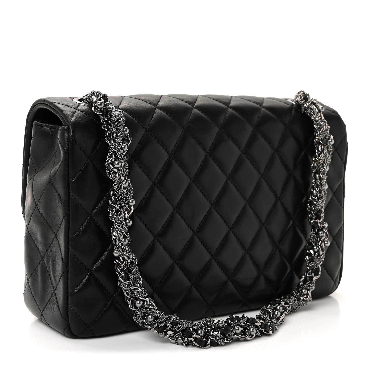 Lambskin Quilted Medium Westminster Pearl Flap Black