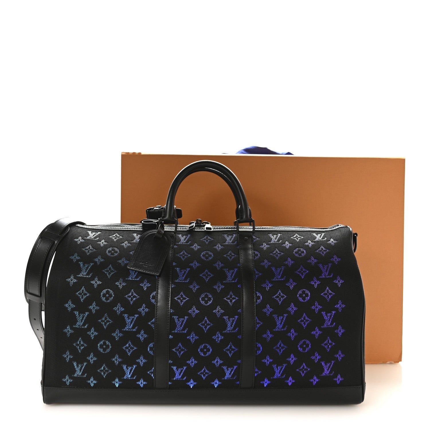 Jacquard Monogram Light Up Keepall Bandouliere 50  Black