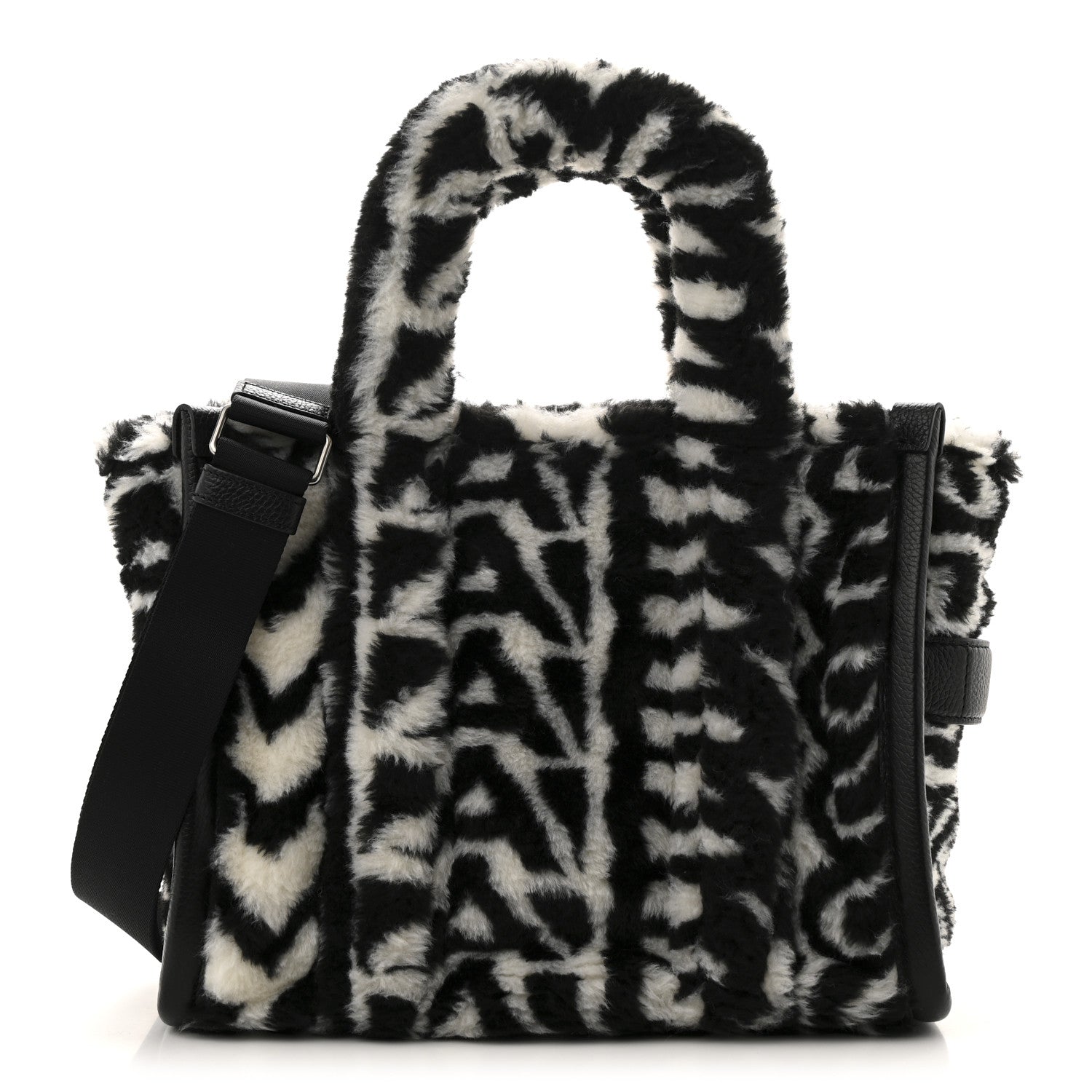 Polyester Cotton Oversized Monogram Medium Traveler Tote Bag Black Ivory