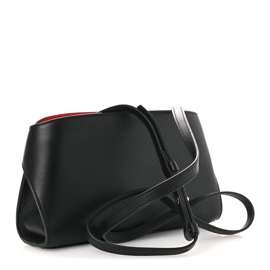 Calfskin Mini E/W Hug Crossbody Bag Black Flame Red