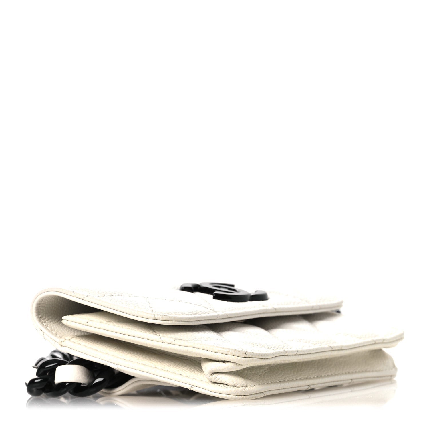 Caviar Quilted My Everything Belt Flap Card Holder White