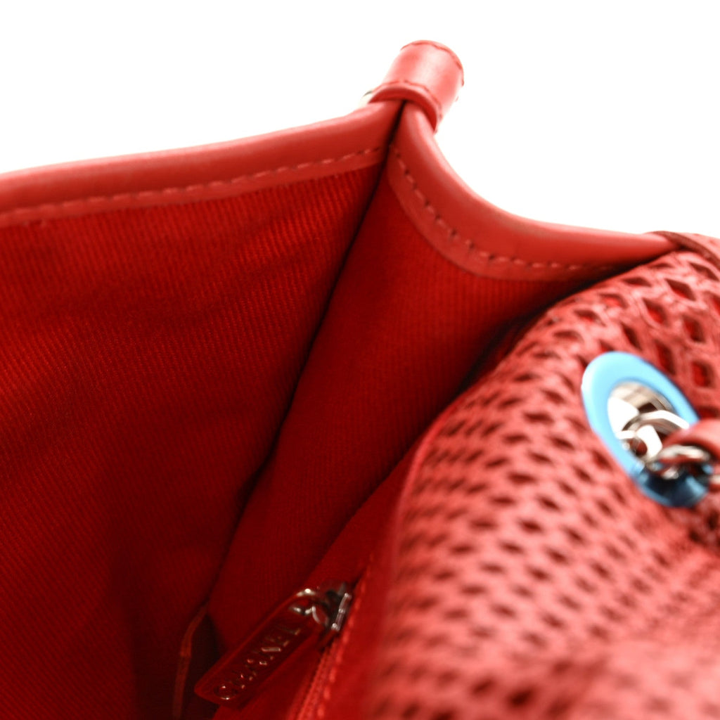 Perforated Calfskin Large Up In The Air Flap Red