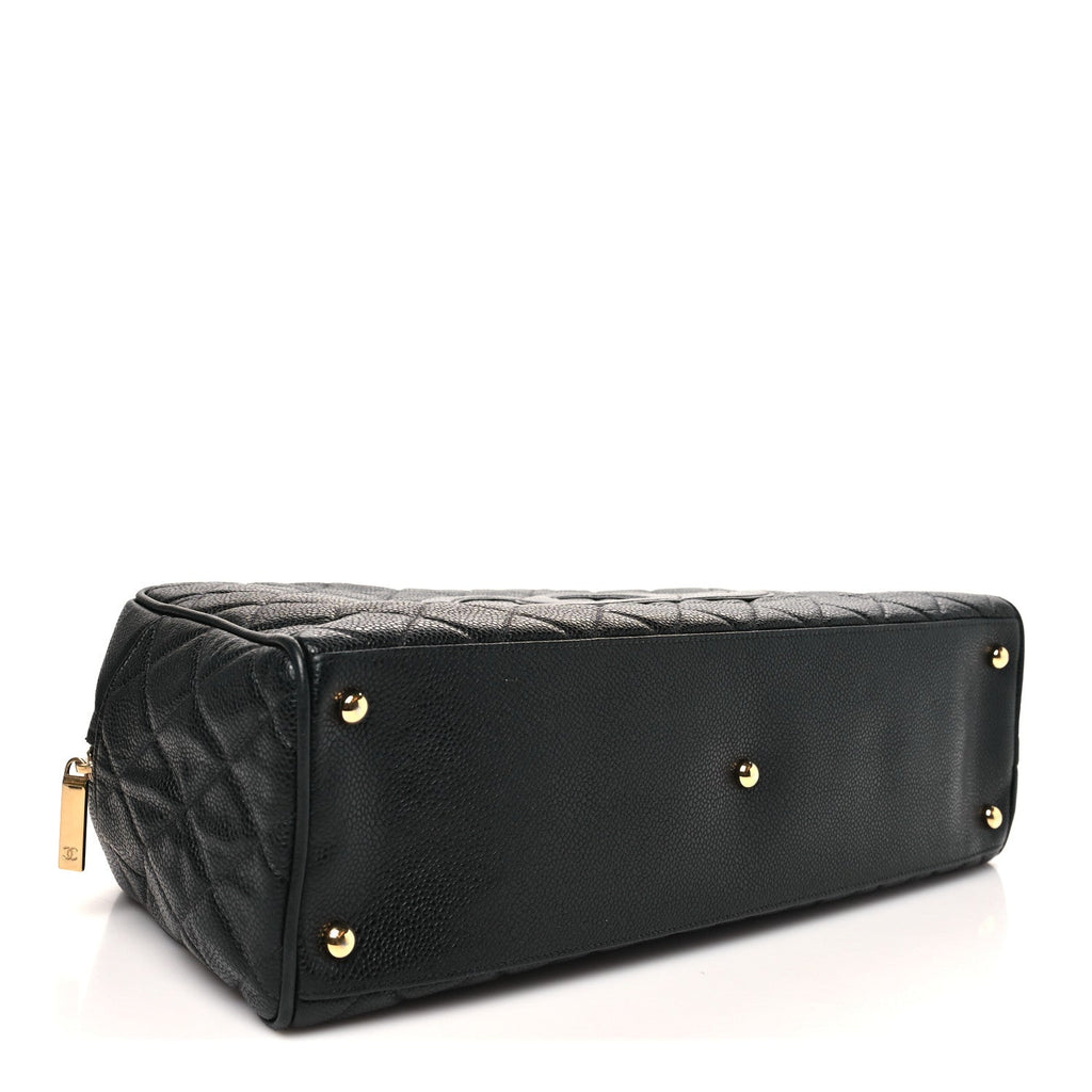 Caviar Quilted Large Bowler Black