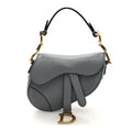 Grained Calfskin Mini Saddle Bag Sky Blue
