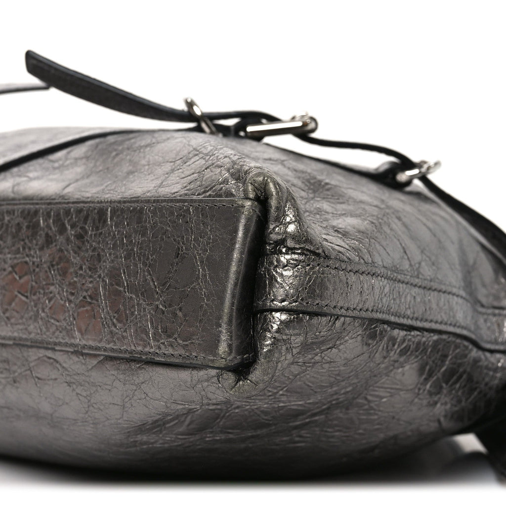 Metallic Calfskin Medium Voyou Bag Silver