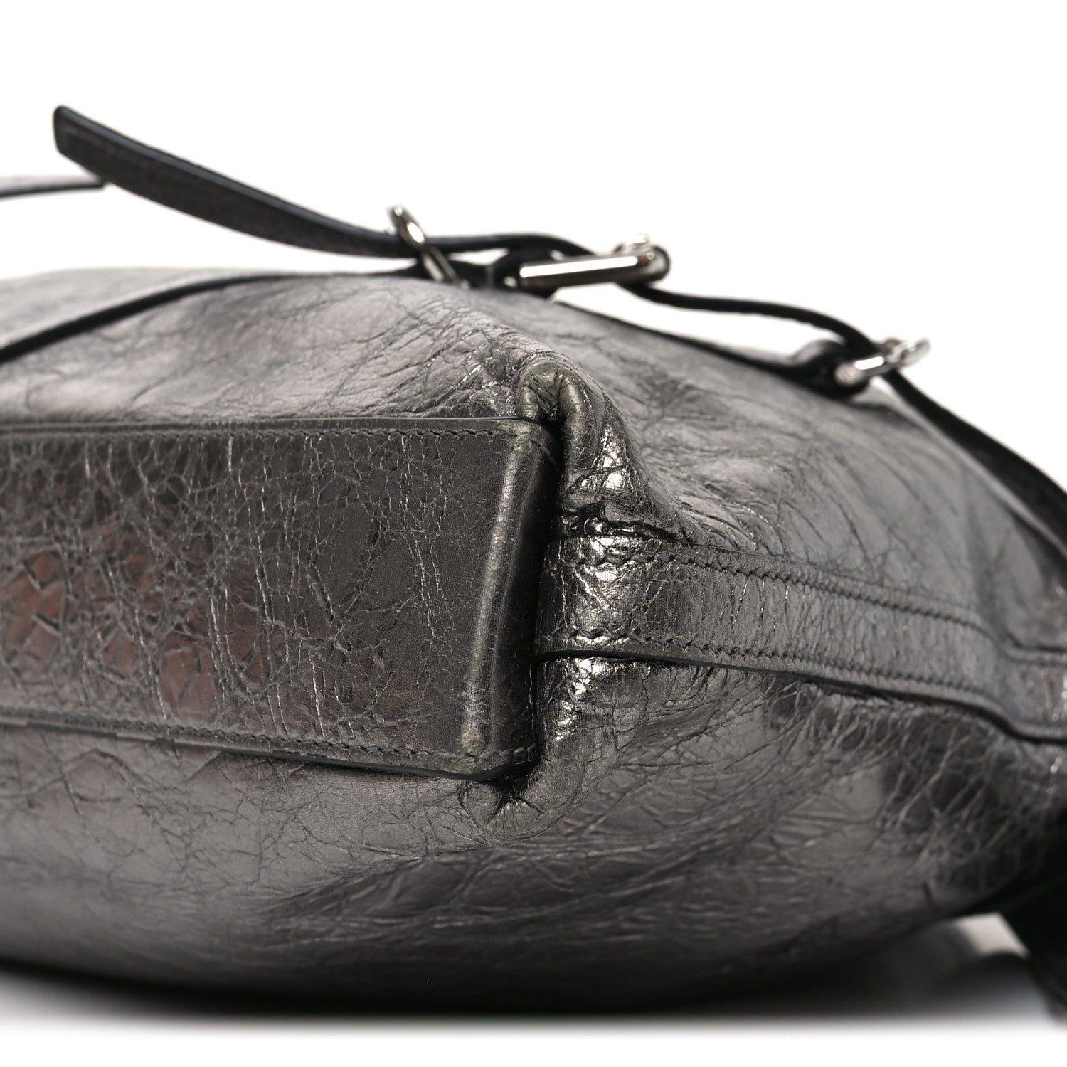 Metallic Calfskin Medium Voyou Bag Silver