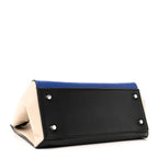 Calfskin Medium Tri-Color Edge Shoulder Bag Blue Multicolor