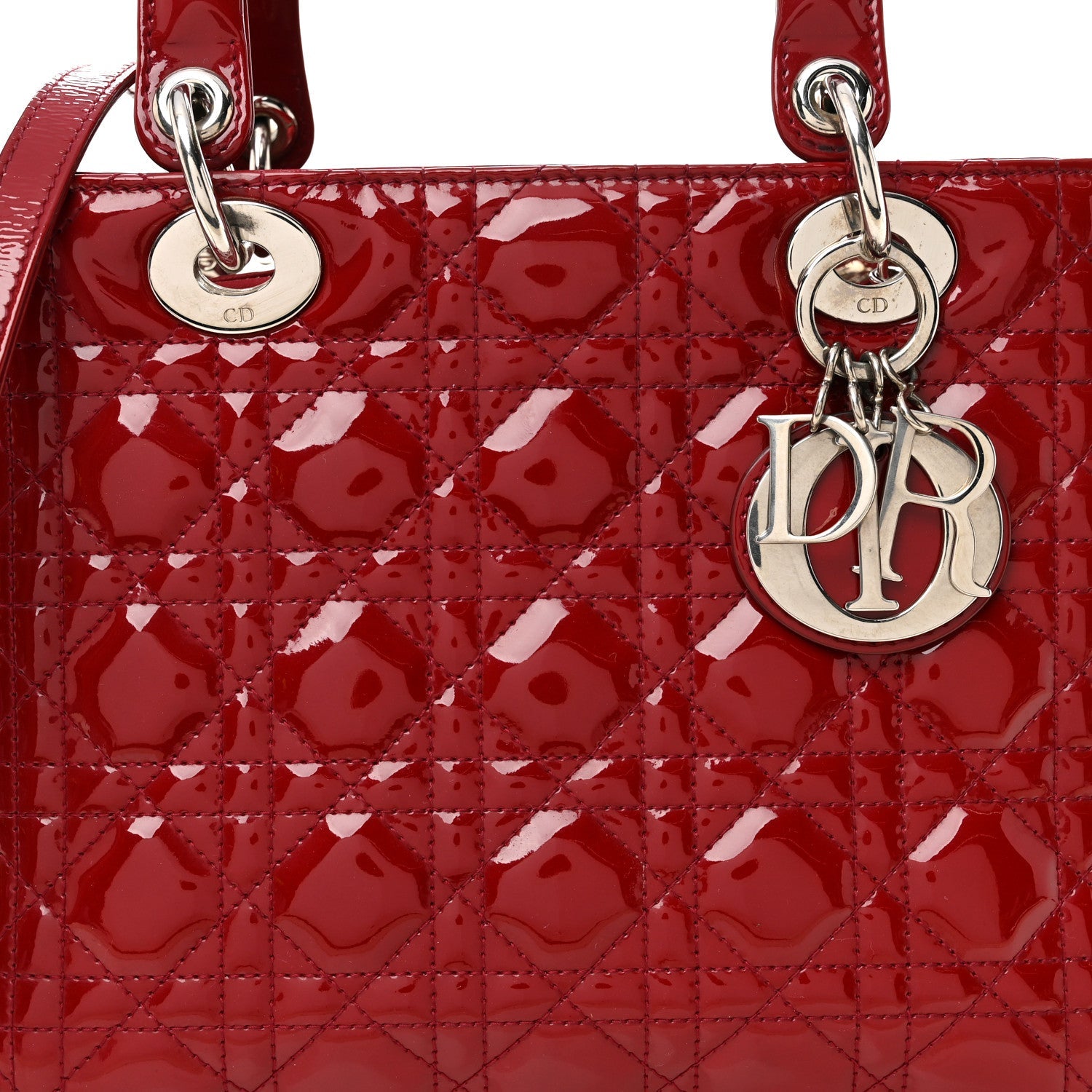Patent Cannage Medium Lady Dior Red