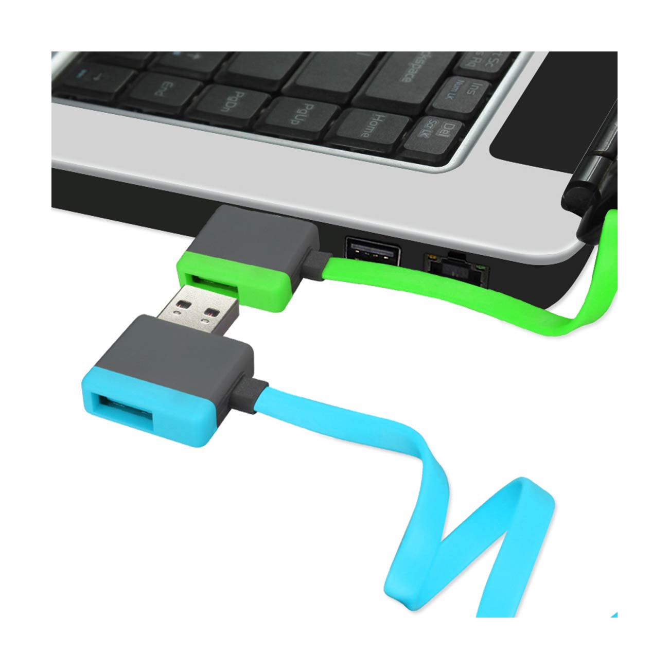 Reiko Micro Usb Piggyback Flat Liberator Usb Cable 3.2Ft In Green