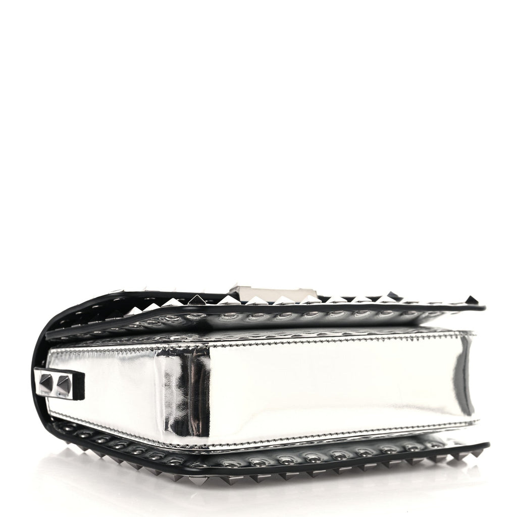 Mirror Calfskin Small Rockstud23 Shoulder Bag Silver