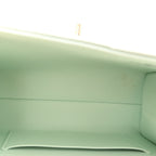 Caviar Quilted Retro Twist Top Handle Clutch Light Green