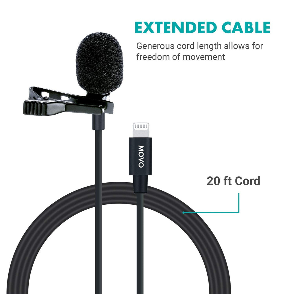 Movo iLav-L Digital Lavalier Omnidirectional Clip on Microphone (Lightning)