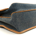 Denim Suede Monogram Medium Niki Chain Satchel Blue Cinnamon