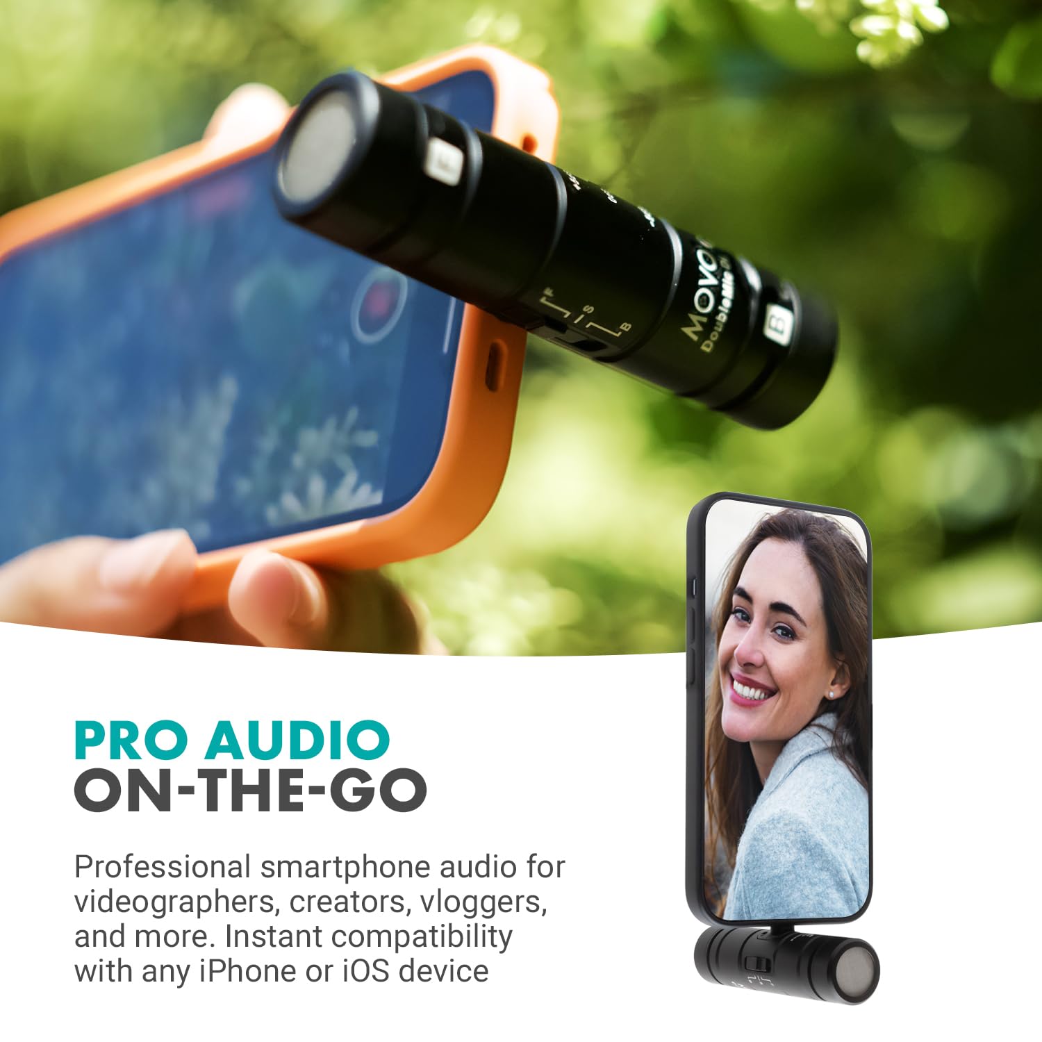 Movo DoubleMic-DI Dual Capsule Microphone for iPhone