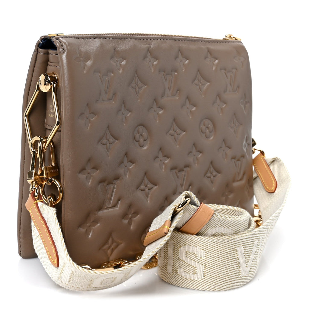 Lambskin Embossed Monogram Coussin PM Taupe