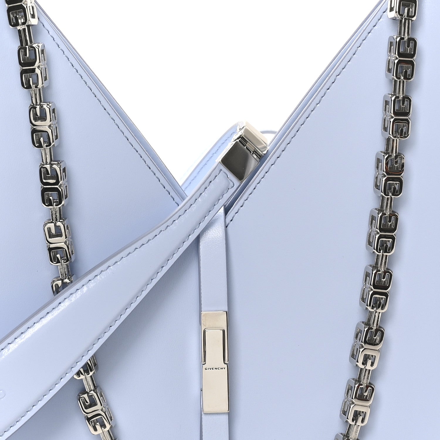 Box Calfskin Mini Cut Out Shoulder Bag Baby Blue
